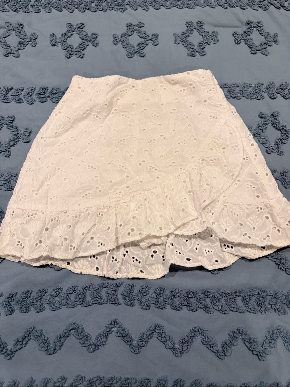 Zara White Eyelet Ruffled Mini Skirt
